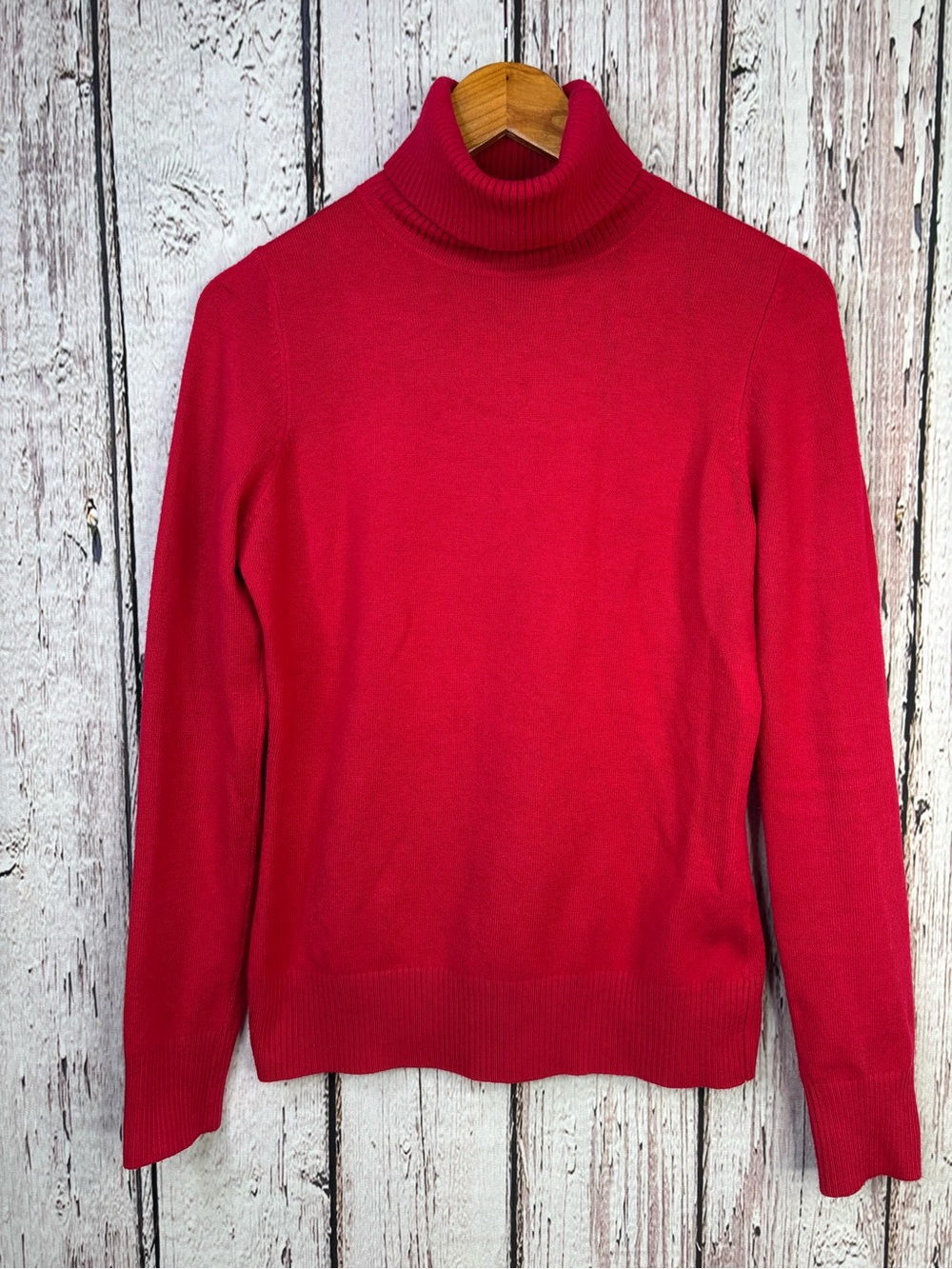 French Connection Red Turtleneck Sweater Size Medium Acrylic Blend Pullover